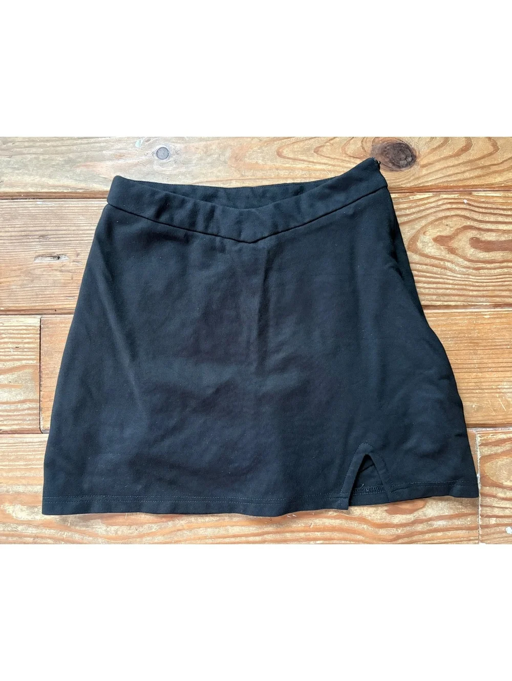 Princess Polly Black Mini Skort Side Slit Stretch Size 2 - Picture 2 of 9